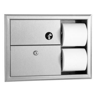 Podajnik papieru toaletowego z koszem do wbudowania Bobrick CLASSIC® B-3094
